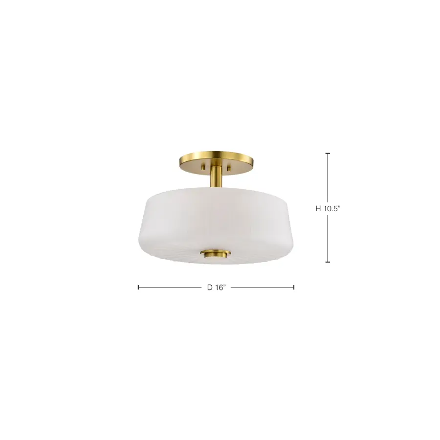 Lune 3-Light Semi-Flush Mount in Vintage Brass - Image 12