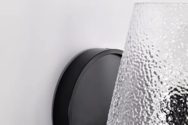Valentine 1-Light Vanity Sconce in Black with Hammered Glass - Image 11