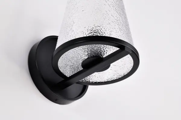 Valentine 1-Light Vanity Sconce in Black with Hammered Glass - Image 12