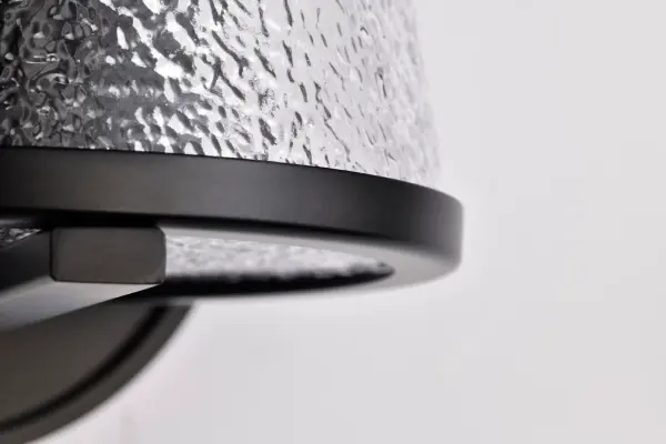 Valentine 1-Light Vanity Sconce in Black with Hammered Glass - Image 13