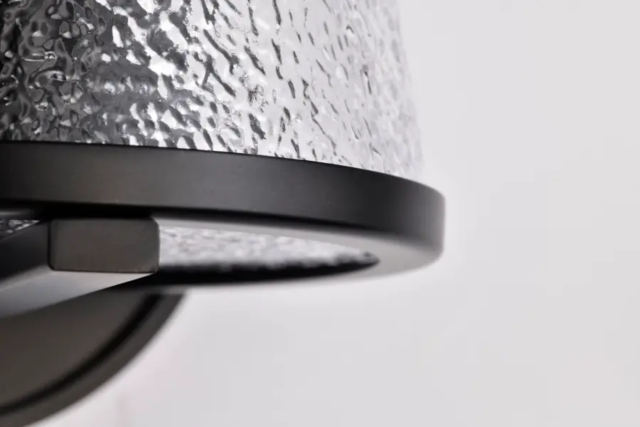 Valentine 1-Light Vanity Sconce in Black with Hammered Glass - Image 13