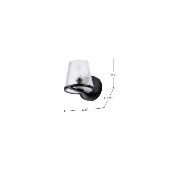 Valentine 1-Light Vanity Sconce in Black with Hammered Glass - Image 14