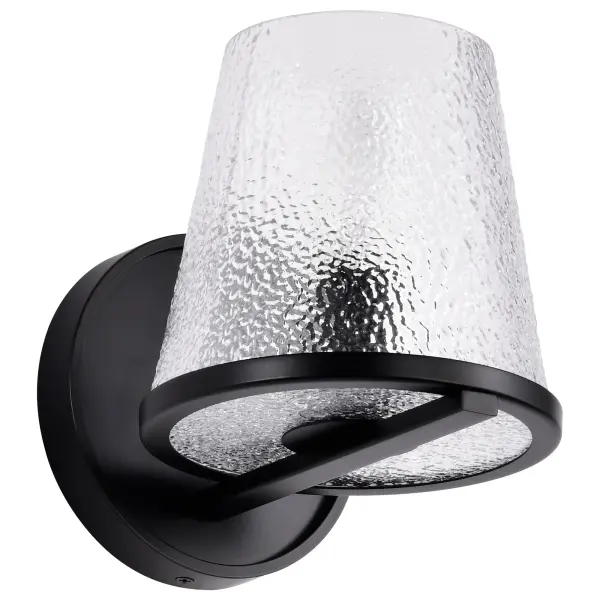 Valentine 1-Light Vanity Sconce in Black with Hammered Glass - Image 3
