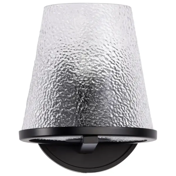 Valentine 1-Light Vanity Sconce in Black with Hammered Glass - Image 5