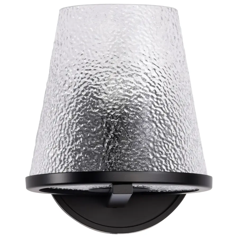 Valentine 1-Light Vanity Sconce in Black with Hammered Glass - Image 5