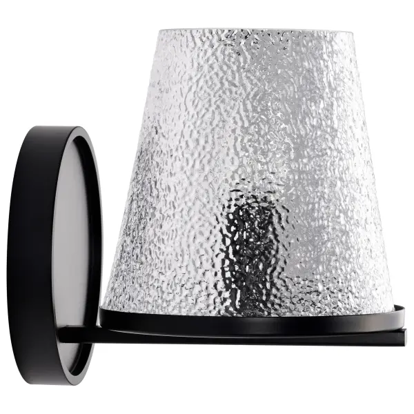 Valentine 1-Light Vanity Sconce in Black with Hammered Glass - Image 7