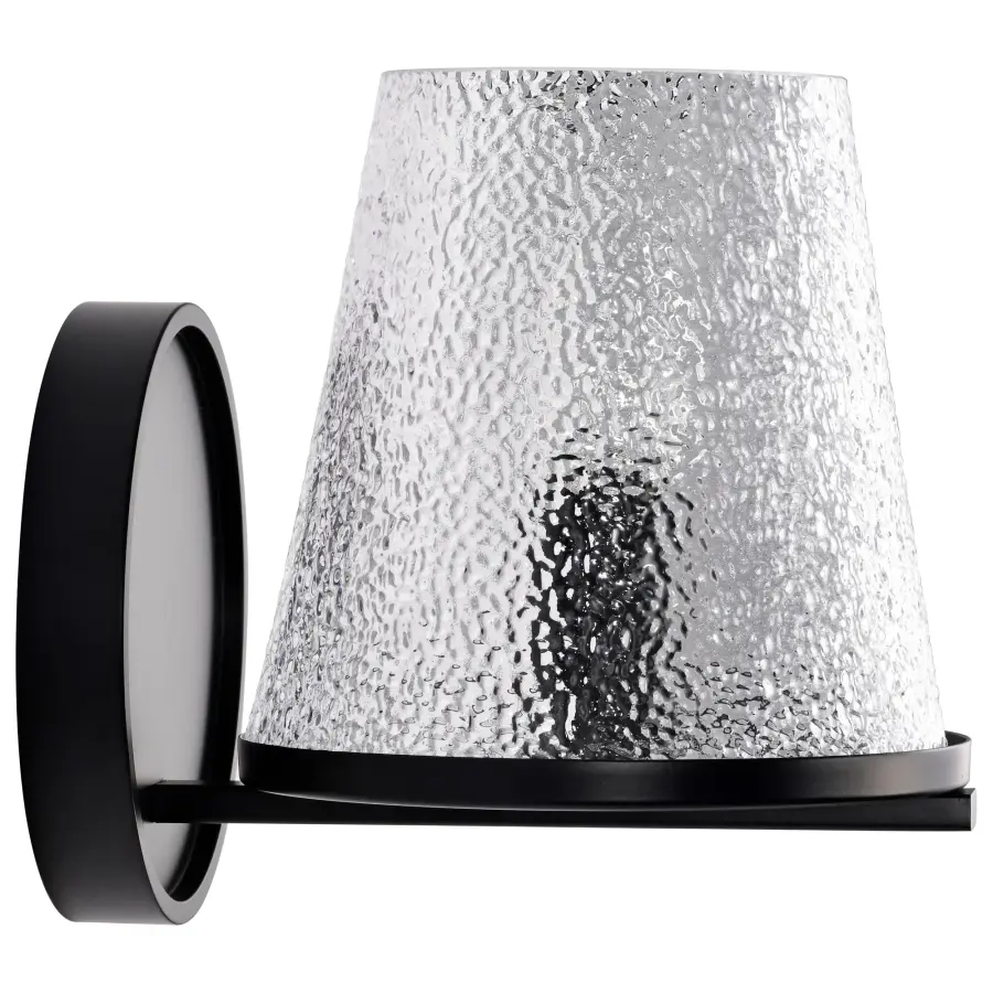 Valentine 1-Light Vanity Sconce in Black with Hammered Glass - Image 7