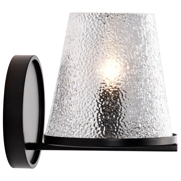 Valentine 1-Light Vanity Sconce in Black with Hammered Glass - Image 8