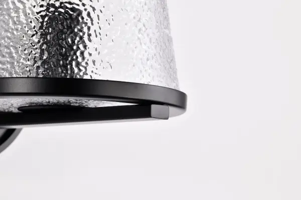 Valentine 1-Light Vanity Sconce in Black with Hammered Glass - Image 10