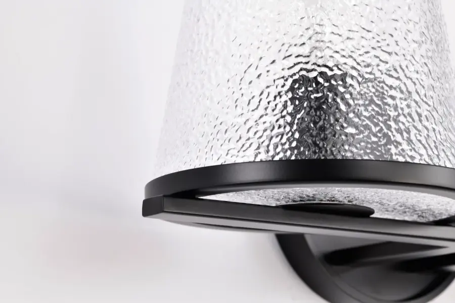 Valentine 2-Light Vanity in Black with Hammered Glass - Image 11