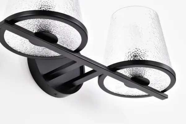 Valentine 2-Light Vanity in Black with Hammered Glass - Image 12