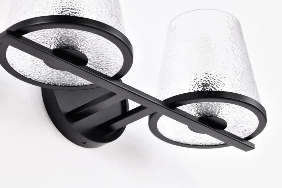 Valentine 2-Light Vanity in Black with Hammered Glass - Image 12