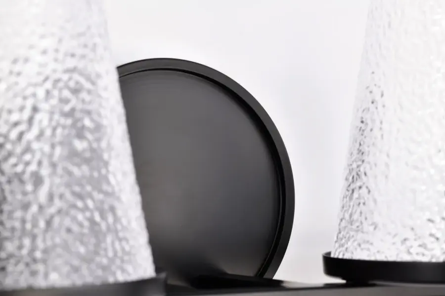 Valentine 2-Light Vanity in Black with Hammered Glass - Image 13