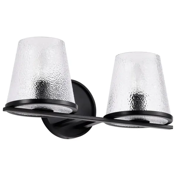 Valentine 2-Light Vanity in Black with Hammered Glass - Image 3
