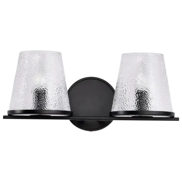 Valentine 2-Light Vanity in Black with Hammered Glass - Image 5