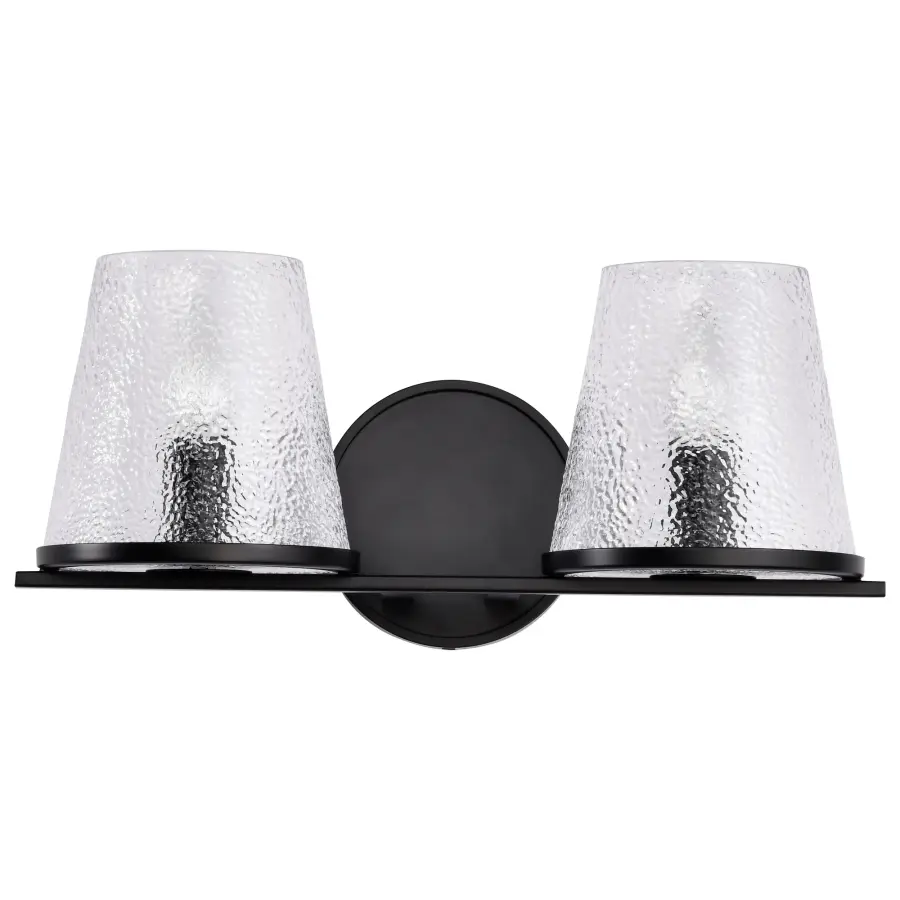 Valentine 2-Light Vanity in Black with Hammered Glass - Image 5