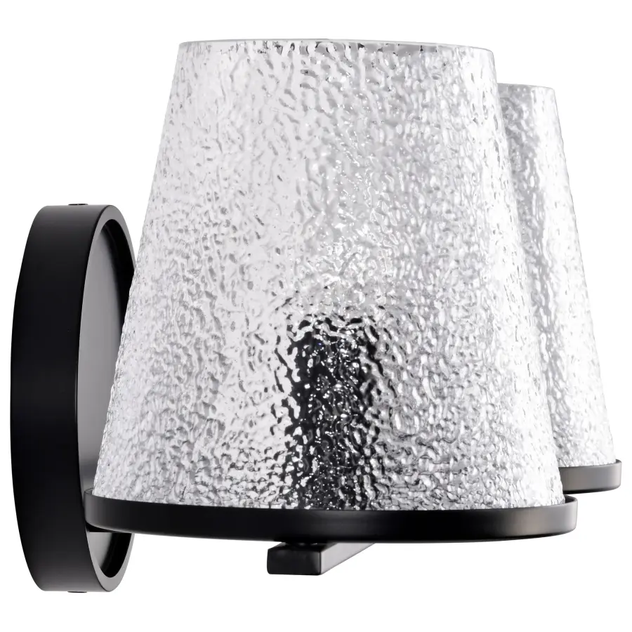 Valentine 2-Light Vanity in Black with Hammered Glass - Image 7