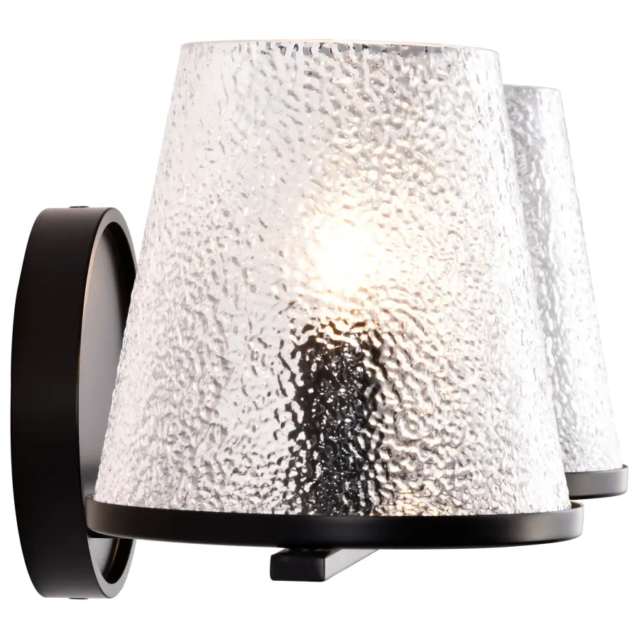Valentine 2-Light Vanity in Black with Hammered Glass - Image 8