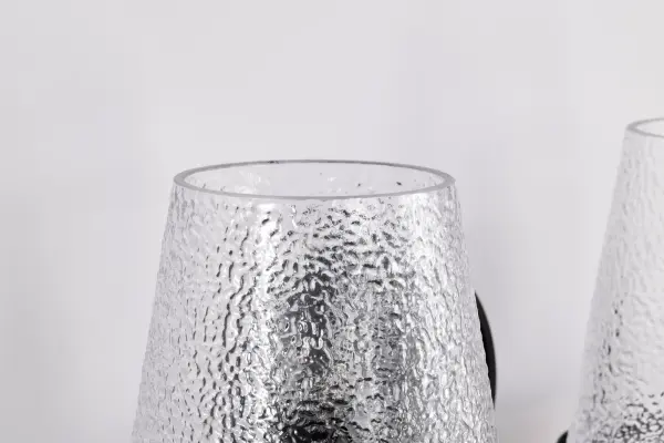 Valentine 2-Light Vanity in Black with Hammered Glass - Image 9