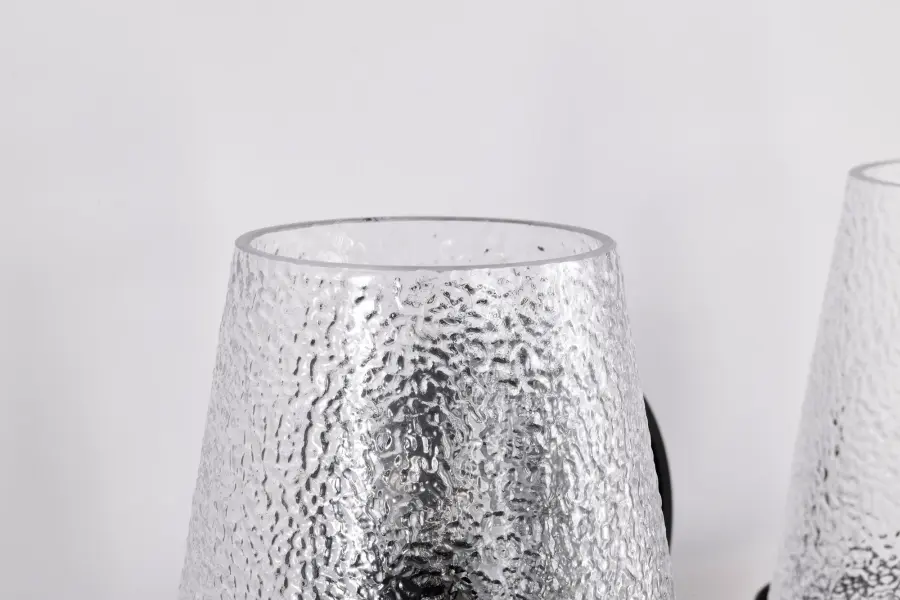 Valentine 2-Light Vanity in Black with Hammered Glass - Image 9