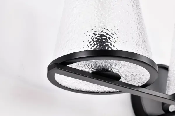 Valentine 3-Light Vanity in Black with Hammered Glass - Image 12