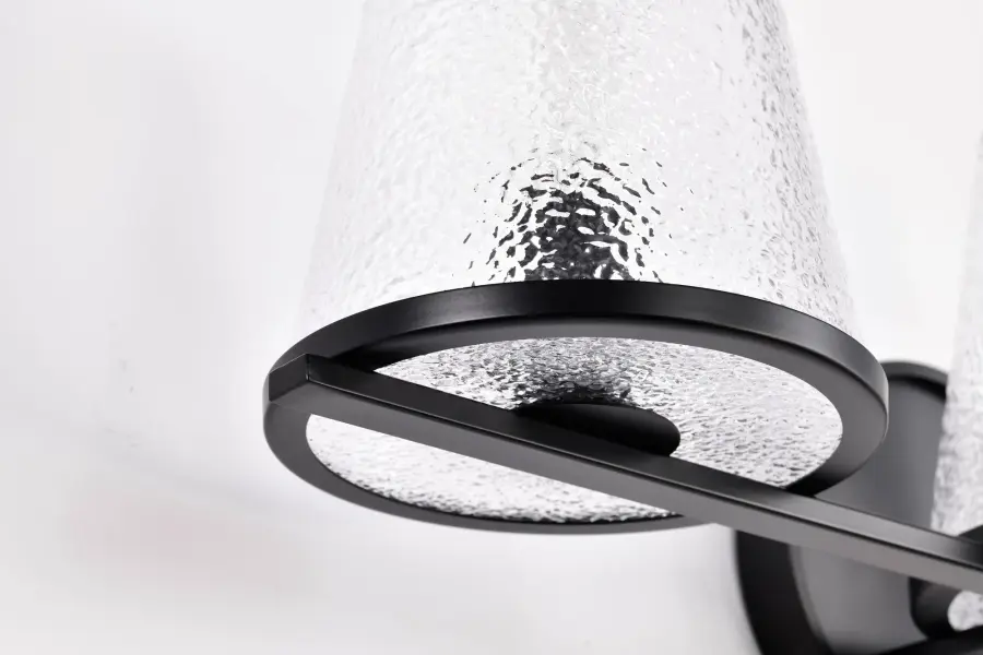 Valentine 3-Light Vanity in Black with Hammered Glass - Image 12