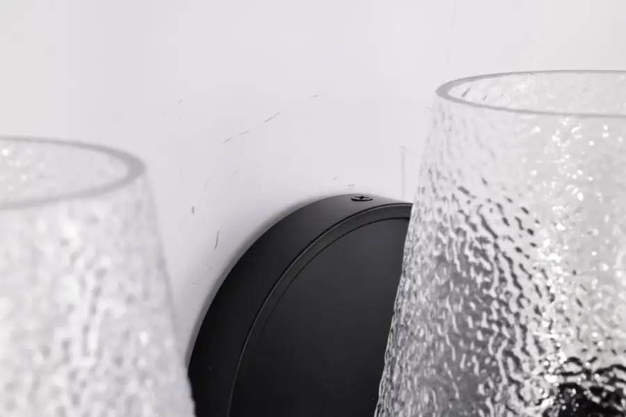 Valentine 3-Light Vanity in Black with Hammered Glass - Image 13