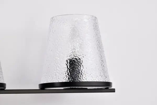 Valentine 3-Light Vanity in Black with Hammered Glass - Image 14
