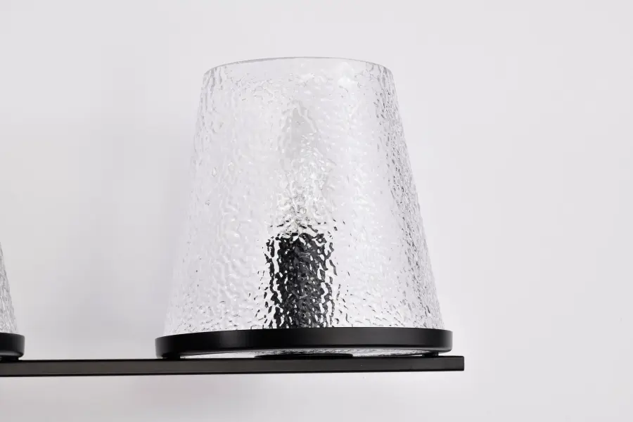 Valentine 3-Light Vanity in Black with Hammered Glass - Image 14
