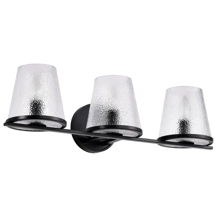 Valentine 3-Light Vanity in Black with Hammered Glass - Image 3
