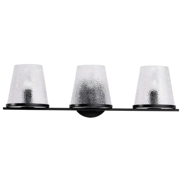 Valentine 3-Light Vanity in Black with Hammered Glass - Image 5