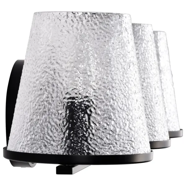 Valentine 3-Light Vanity in Black with Hammered Glass - Image 7
