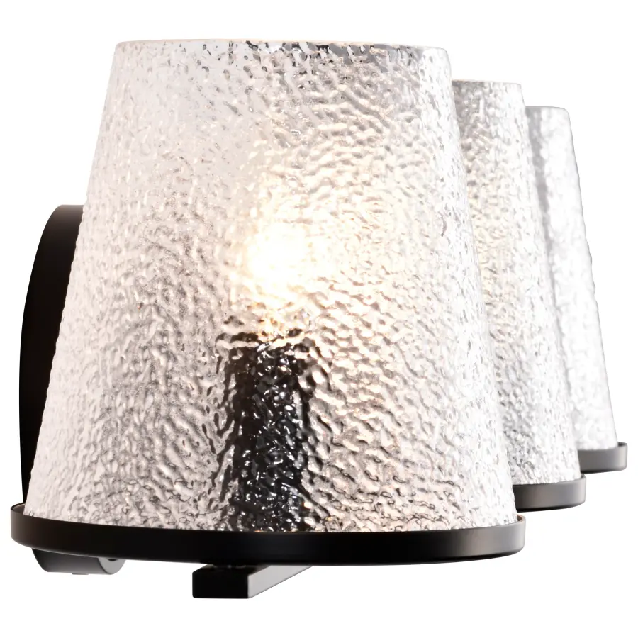Valentine 3-Light Vanity in Black with Hammered Glass - Image 8