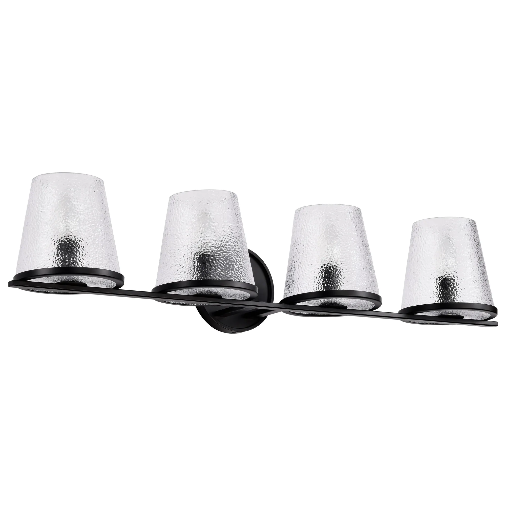 Valentine 4-Light Vanity in Black with Hammered Glass
