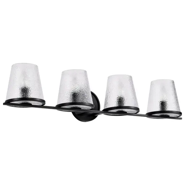 Valentine 4-Light Vanity in Black with Hammered Glass - Image 1