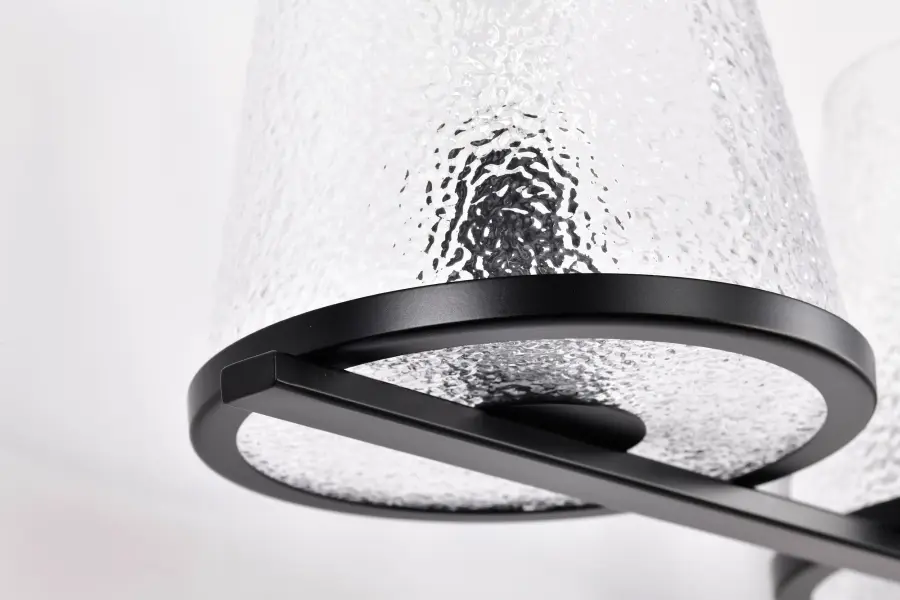 Valentine 4-Light Vanity in Black with Hammered Glass - Image 11