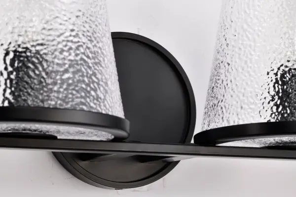 Valentine 4-Light Vanity in Black with Hammered Glass - Image 12