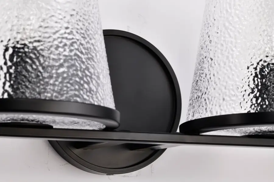 Valentine 4-Light Vanity in Black with Hammered Glass - Image 12