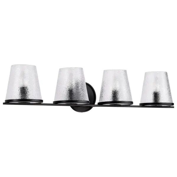 Valentine 4-Light Vanity in Black with Hammered Glass - Image 3