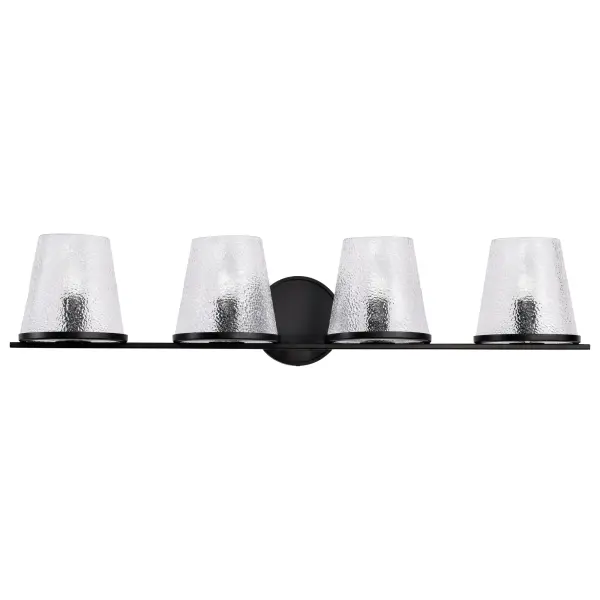 Valentine 4-Light Vanity in Black with Hammered Glass - Image 5