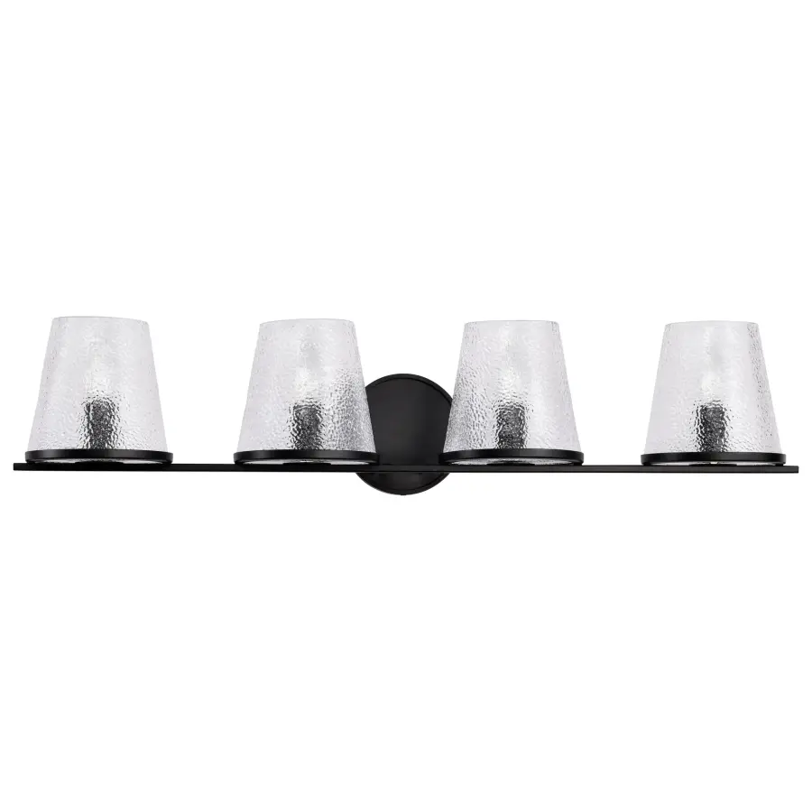 Valentine 4-Light Vanity in Black with Hammered Glass - Image 5