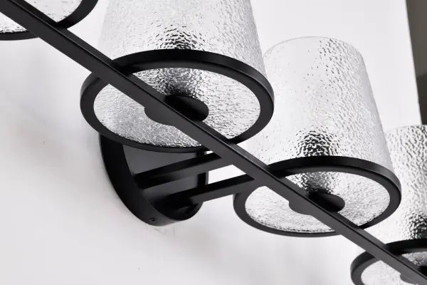 Valentine 4-Light Vanity in Black with Hammered Glass - Image 10