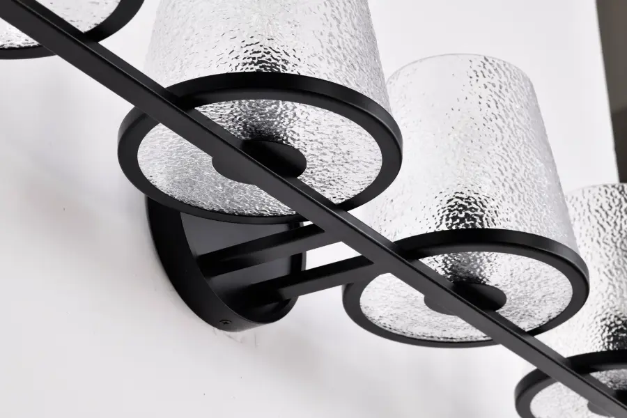 Valentine 4-Light Vanity in Black with Hammered Glass - Image 10