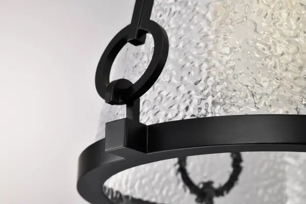 Valentine Small Pendant - Black Finish with Hammered Glass - Image 11