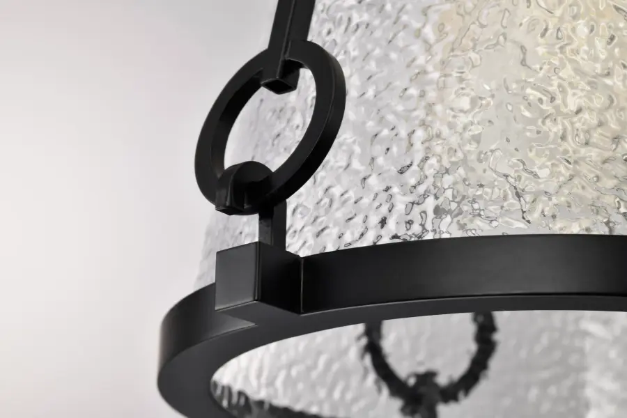 Valentine Small Pendant - Black Finish with Hammered Glass - Image 11