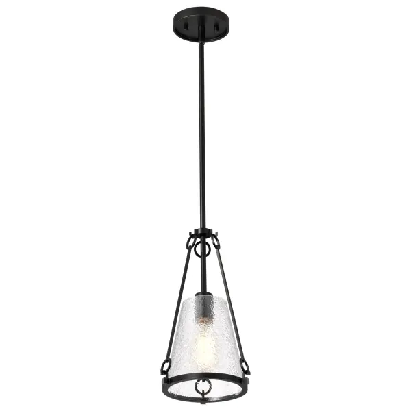 Valentine Small Pendant - Black Finish with Hammered Glass - Image 4