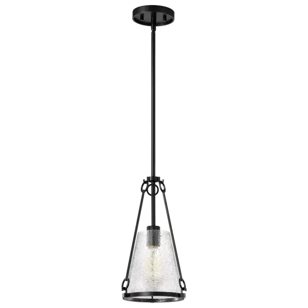 Valentine Small Pendant - Black Finish with Hammered Glass - Image 5