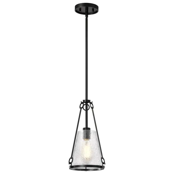 Valentine Small Pendant - Black Finish with Hammered Glass - Image 6