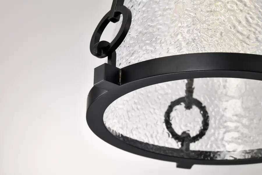 Valentine Small Pendant - Black Finish with Hammered Glass - Image 7