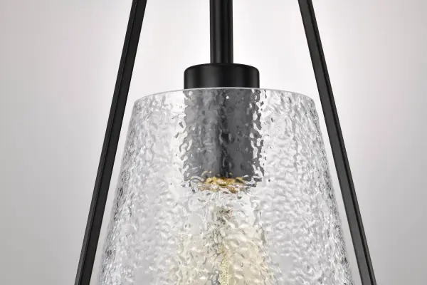 Valentine Small Pendant - Black Finish with Hammered Glass - Image 10